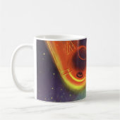 Vintage Science Fiction, glühende Rakete im Weltra Kaffeetasse (Links)