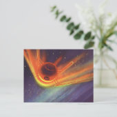 Vintage Science Fiction, glühende Rakete im Weltra Postkarte (Stehend Vorderseite)