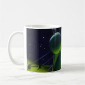 Vintage Science Fiction Grüner Planet w Raumschiff Kaffeetasse (Links)