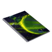 Vintage Science Fiction Grüner Planet w Raumschiff Notizblock (Rechte Seite)