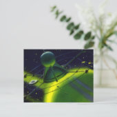 Vintage Science Fiction Grüner Planet w Raumschiff Postkarte (Stehend Vorderseite)