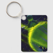 Vintage Science Fiction Grüner Planet w Raumschiff Schlüsselanhänger (Vorderseite)