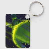 Vintage Science Fiction Grüner Planet w Raumschiff Schlüsselanhänger (Rückseite)