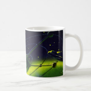 Vintage Science Fiction Grüner Planet w Weltraum Kaffeetasse