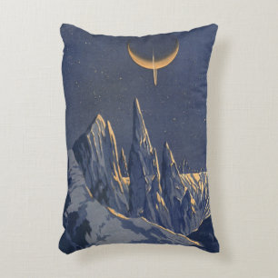 Vintage Science-Fiction, Halbmond-Schneeplanet Dekokissen