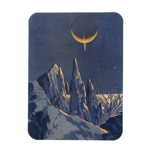 Vintage-Science-Fiction, Halbmond-Schneeplanet Magnet