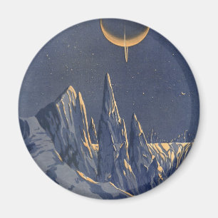 Vintage Science-Fiction, Halbmond-Schneeplanet Magnet