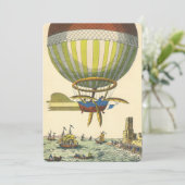Vintage Science Fiction Heißluftballon biegbar Einladung (Stehend Vorderseite)