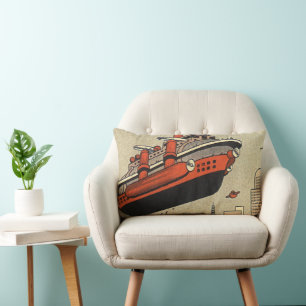 Vintage-Science-Fiction-Kreuzfahrtschiff-Hubschrau Lendenkissen