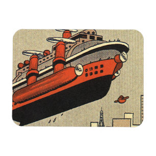 Vintage Science-Fiction-Kreuzfahrtschiff-Hubschrau Magnet