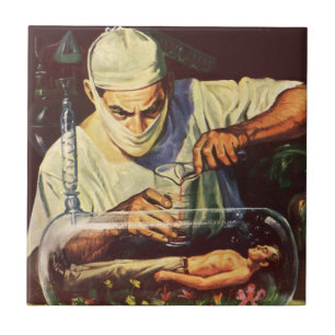 Vintage Science-Fiction, Labor verrückter Wissensc Fliese