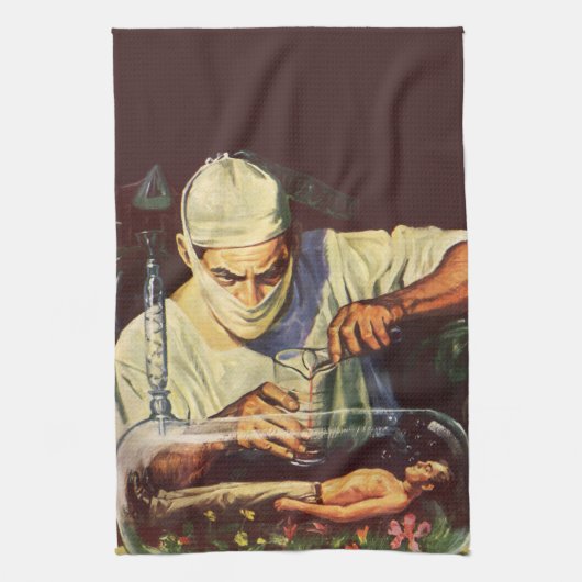 Vintage Science Fiction, Labormastwissenschaftler Geschirrtuch (Vertikal)