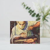Vintage Science Fiction, Labormastwissenschaftler Postkarte (Stehend Vorderseite)