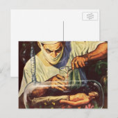 Vintage Science Fiction, Labormastwissenschaftler Postkarte (Vorne/Hinten)