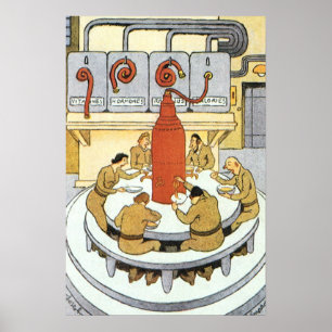 Vintage Science-Fiction, Labortechniker essen Poster