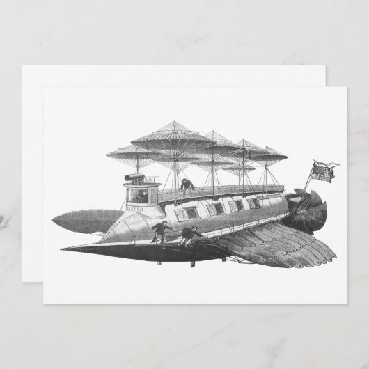 Vintage Science Fiction Luftschiff Einladung (Vorne/Hinten)