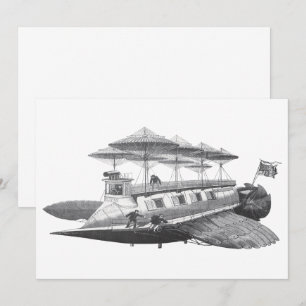 Vintage Science-Fiction Luftschiff Finsternis Einl Einladung