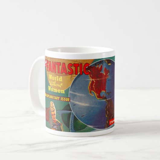 VINTAGE SCIENCE FICTION MAGAZINE COLLAGE KAFFEETASSE (Vorderseite Links)