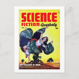 Vintage Science-Fiction-Menschenfressende Pflanzen Postkarte