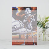 Vintage Science Fiction-Militärroboter-Soldaten Briefpapier (Stehend Vorderseite)