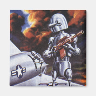 Vintage Science-Fiction Militärrobotersoldaten Magnet