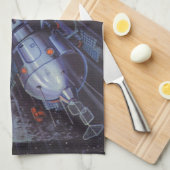 Vintage Science Fiction, Mondrakete abstrahlen Geschirrtuch (Viertel Falte)