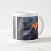 Vintage Science Fiction, Mondrakete abstrahlen Jumbo-Tasse (Vorderseite Rechts)