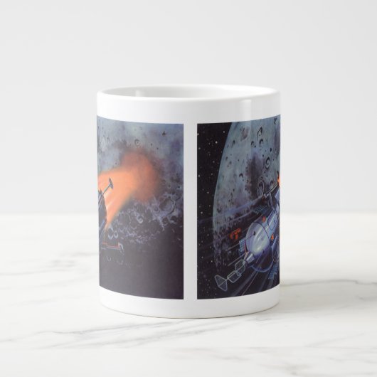 Vintage Science Fiction, Mondrakete abstrahlen Jumbo-Tasse (Vorderseite)