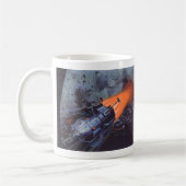 Vintage Science Fiction, Mondrakete abstrahlen Kaffeetasse (Links)