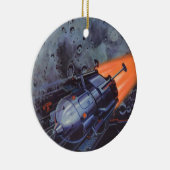 Vintage Science Fiction, Mondrakete abstrahlen Keramikornament (Rechts)