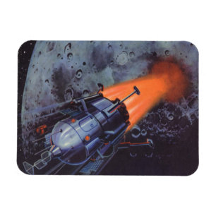 Vintage Science Fiction, Mondrakete abstrahlen Magnet