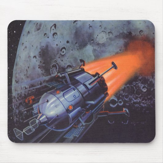 Vintage Science Fiction, Mondrakete abstrahlen Mousepad (Vorne)