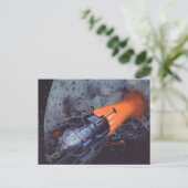 Vintage Science Fiction, Mondrakete abstrahlen Postkarte (Stehend Vorderseite)