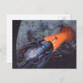 Vintage Science Fiction, Mondrakete abstrahlen Postkarte (Vorne/Hinten)