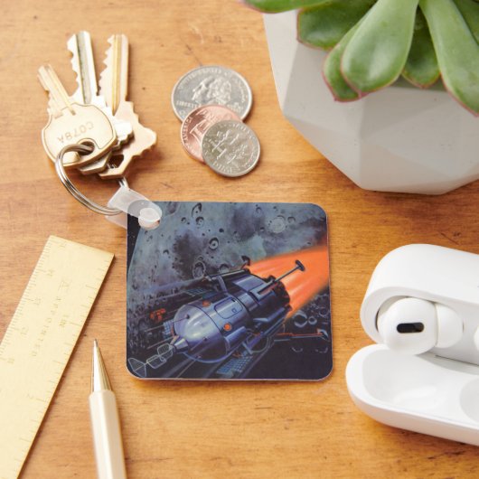 Vintage Science Fiction, Mondrakete abstrahlen Schlüsselanhänger (Schreibtisch)