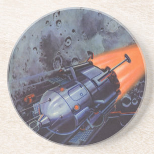 Vintage Science Fiction, Mondrakete abstrahlen Untersetzer