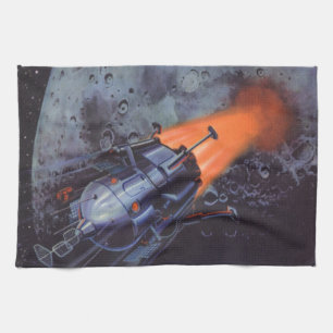 Vintage Science-Fiction, Mondrakete startet Geschirrtuch