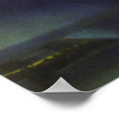 Vintage Science Fiction Neon Green Planet w Rings Poster (Ecke)