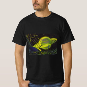 Vintage Science-Fiction Neon-Grüner Planet mit Rin T-Shirt