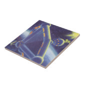 Vintage Science Fiction Orbit-Raumstation Fliese (Seite)