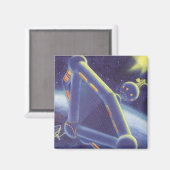 Vintage Science Fiction Orbit-Raumstation Magnet (Vorderseite/Rückseite)