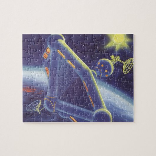 Vintage Science Fiction Orbit-Raumstation Puzzle (Horizontal)