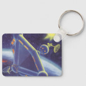Vintage Science Fiction Orbit-Raumstation Schlüsselanhänger (Vorderseite)