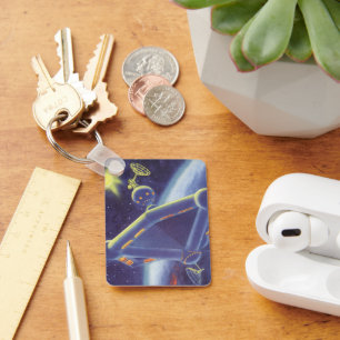 Vintage Science Fiction Orbit-Raumstation Schlüsselanhänger