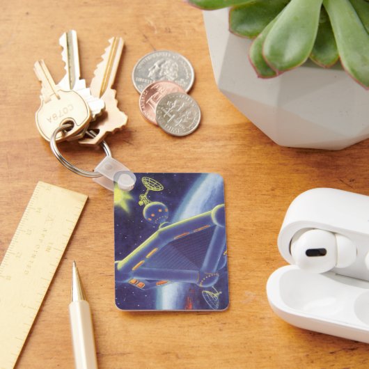 Vintage Science Fiction Orbit-Raumstation Schlüsselanhänger (Schreibtisch)