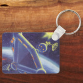 Vintage Science Fiction Orbit-Raumstation Schlüsselanhänger (Vorderseite)