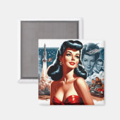 Vintage Science-Fiction-Pin-up Magnet (Vorderseite/Rückseite)