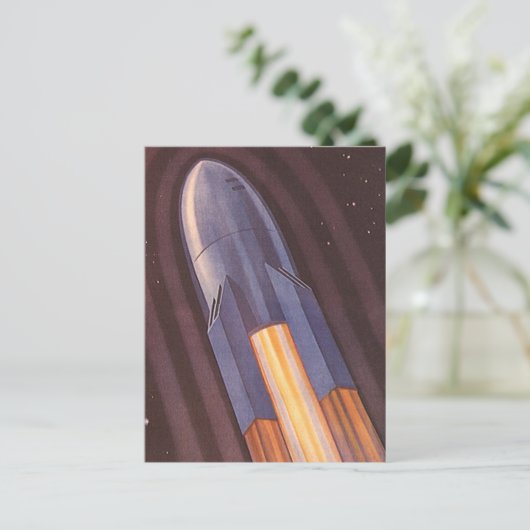 Vintage Science Fiction Postkarte (Stehend Vorderseite)