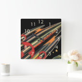 Vintage Science Fiction Quadratische Wanduhr (Zuhause)