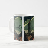 Vintage Science Fiction, Rakete auf fremdem Planet Kaffeetasse (Vorderseite Links)